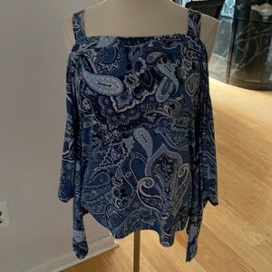 Womens blue cold shoulder top